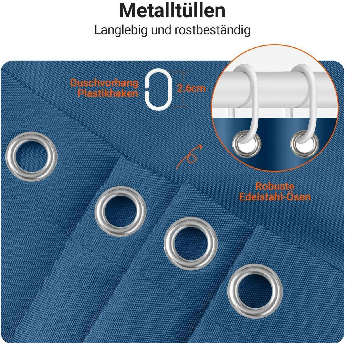 DUSCHVORHANG Dunkelblau 300 x 200 cm - Dunkelblau, Textil (300/200cm)