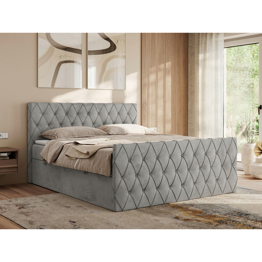 Thumbnail - MKS Boxbett, Hellgrau, Textil, 2-Sitzer, H4, 7-Zonen, Rechteckig, 180x200 cm, Oeko-Tex®, Schlafzimmer, Betten, Boxspring...
