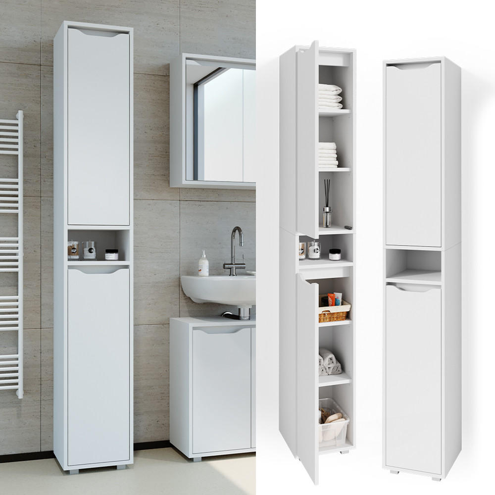BADSCHRANK Ruben Weiß 30 x 192.5 cm - Weiß, Holzwerkstoff (30/192.5/30cm) - Vicco