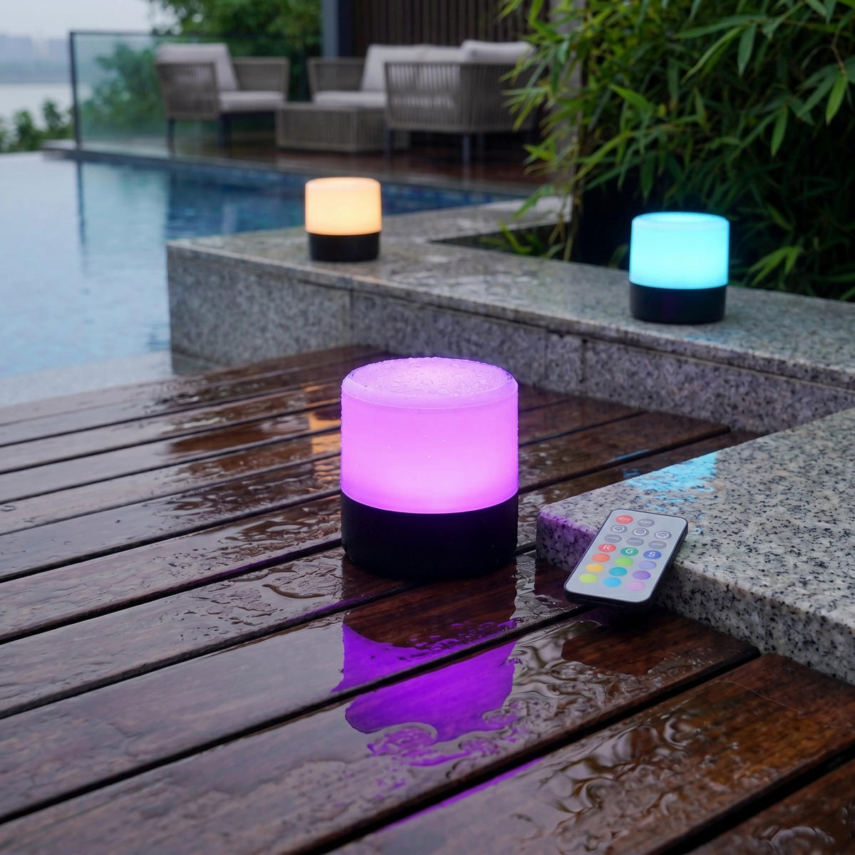 KABELLOSE Tischleuchte BOLO RGB H10cm - Schwarz, Kunststoff (9.4/9.4/9.5cm) - Lumisky