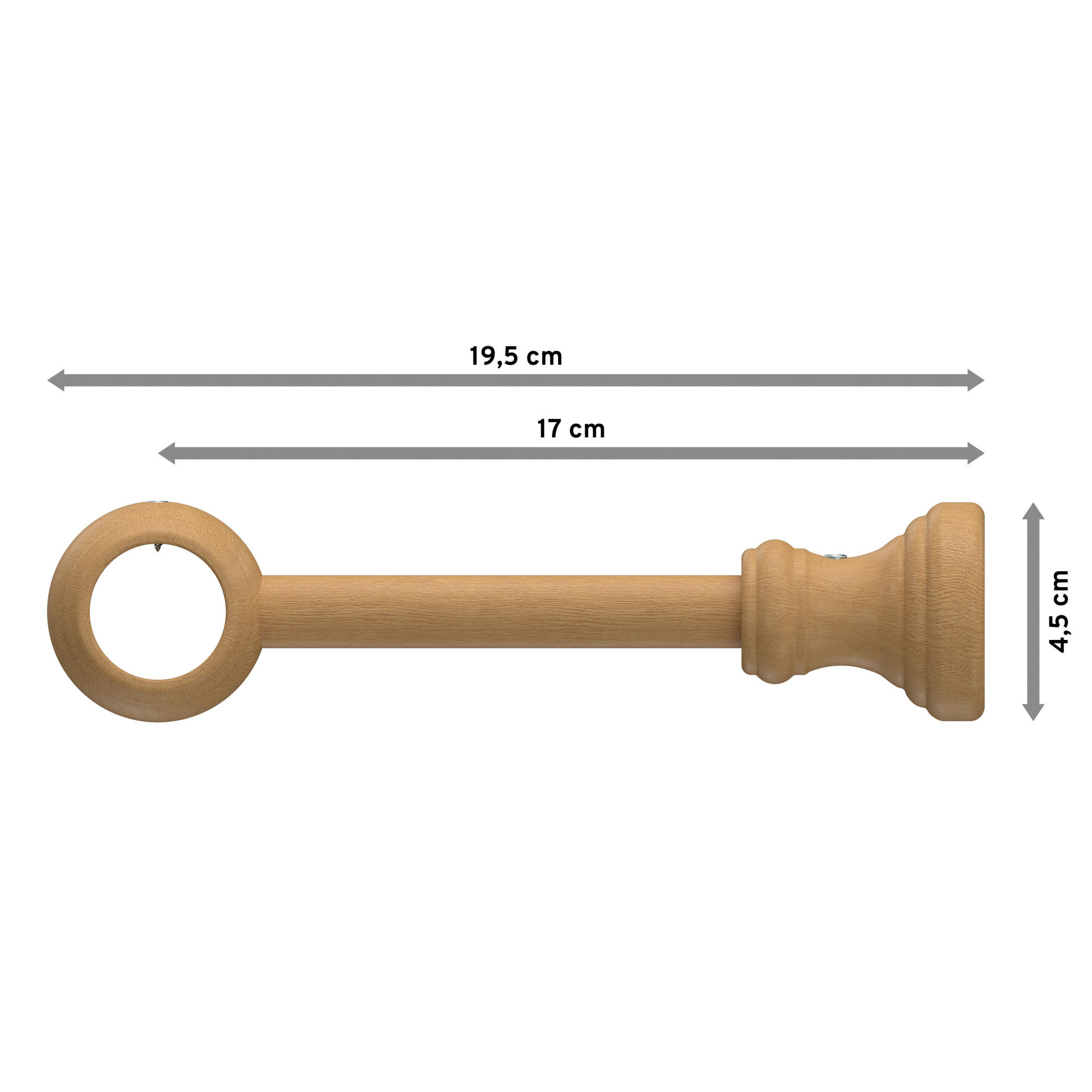 TRÄGER FÜR GARDINENSTANGEN 28 mm Ø, Classic 1-läufig, Buche - Buchefarben, Holz (19.5/5/5cm) - INTERDECO