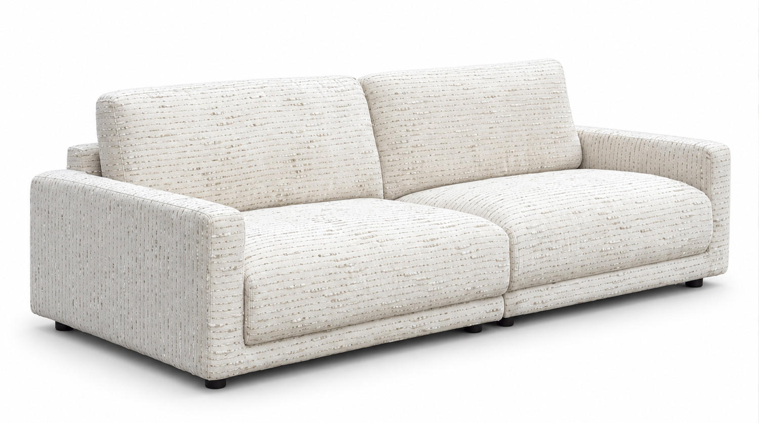 SOFA MARLIN Beige Bouclé - Beige/Schwarz, Kunststoff/Textil (262/80/100cm) - KAWOLA