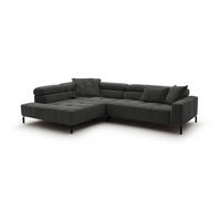 ECKSOFA MIT MOTORISCHEM SITZVORZUG OHIO Anthrazit Cord - Anthrazit/Schwarz, Textil/Metall (311/219cm) - KAWOLA