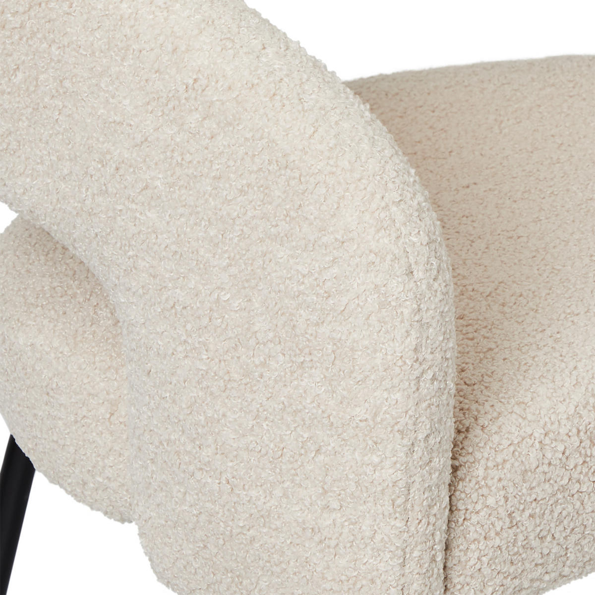 ARMLEHNSTUHL-SET 6 Stück in Teddystoff Beige - Beige/Schwarz, Textil/Metall (57/81/56cm) - Furnhouse