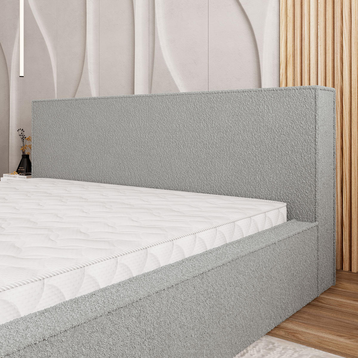 POLSTERBETT CELORA 140x200 cm mit Bettkästen - Hellgrau - Hellgrau, Holz (140/200cm) - MASSENO