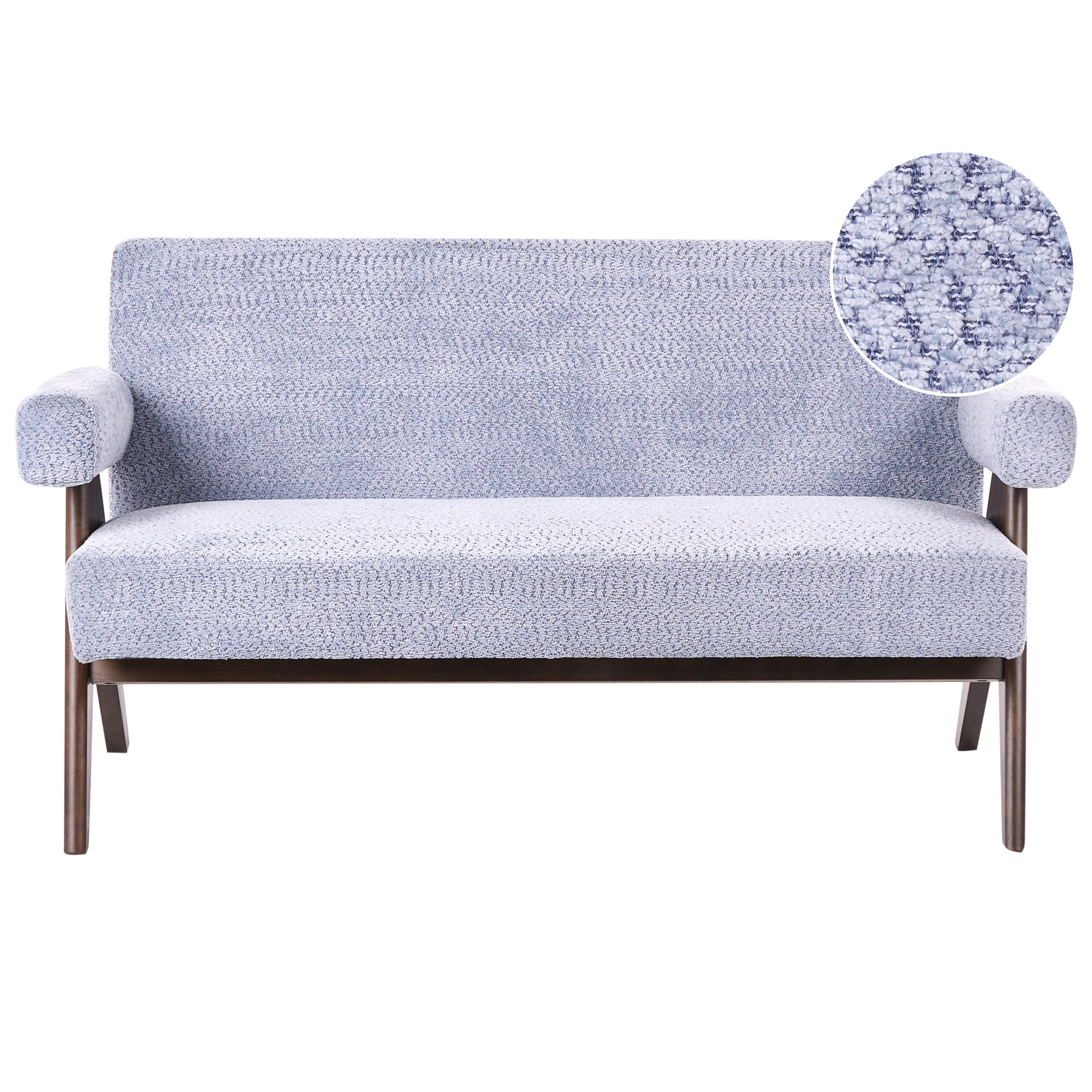 2-SITZER-SOFA Chenillegewebe Hellblau/Dunkelbraun Tamre - Hellblau, Textil (148/79/78cm) - Beliani