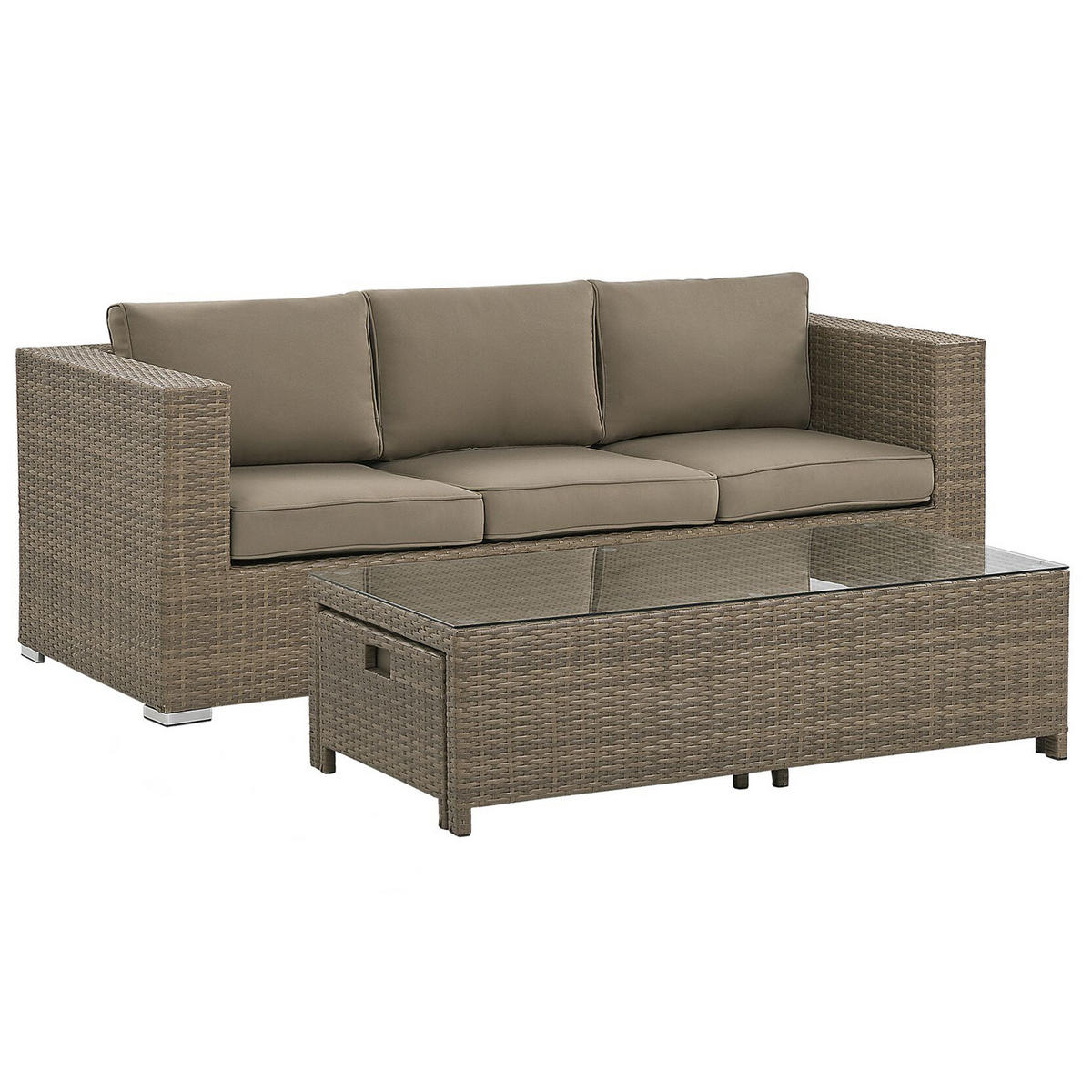LOUNGE-SET 5-Sitzer Braun Belluno - Braun, Kunststoff - Beliani