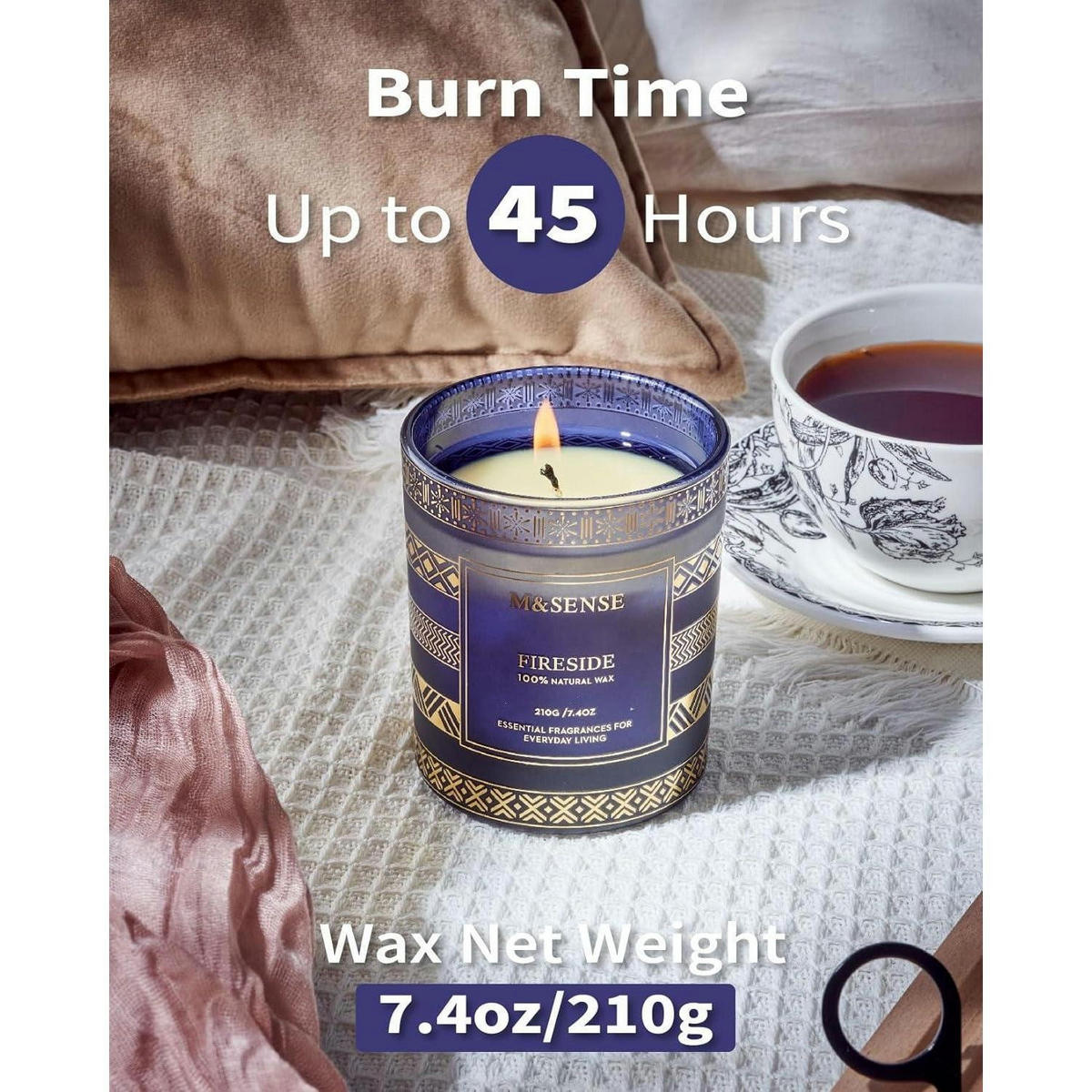 DUFTKERZE Fireside Sojawachs Blau 210g - Blau, Paraffin (9.5cm)
