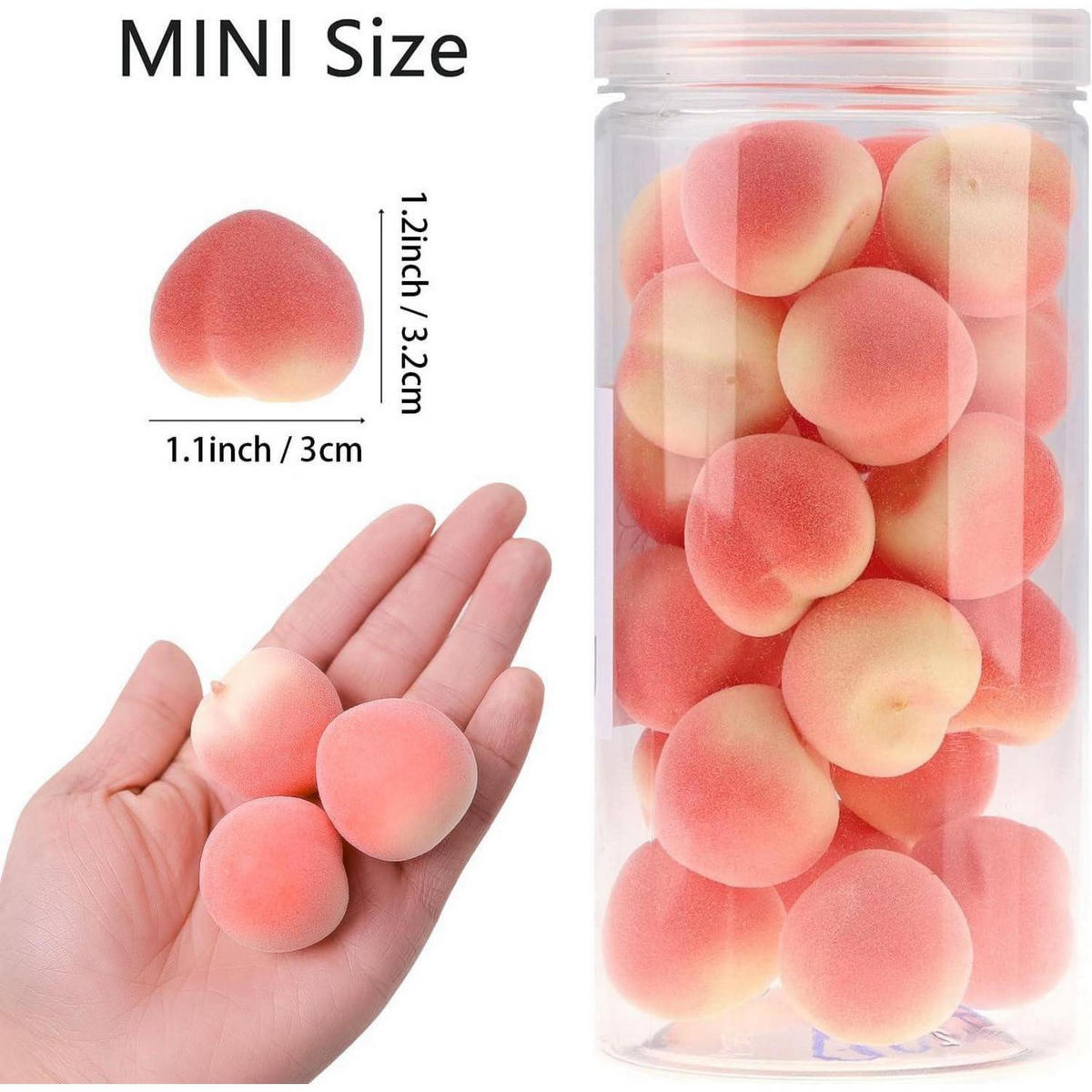 KÜNSTLICHE Früchte 27-teiliges Set Pfirsiche - Rot, Kunststoff (9.9cm)