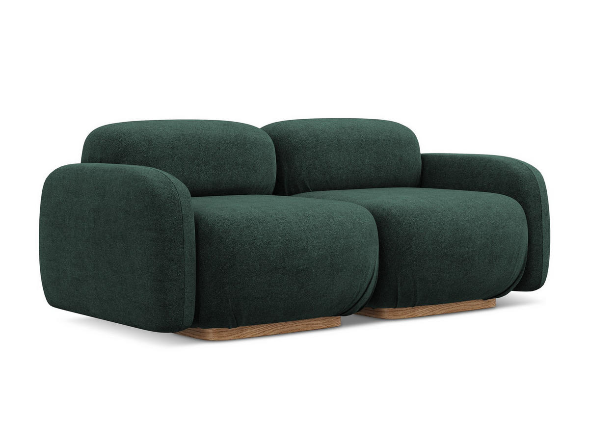 3-SITZER SOFA Bouclé Stoff Grün - Dunkelgrün/Braun, Holz/Textil (190/73/95cm) - Makamii