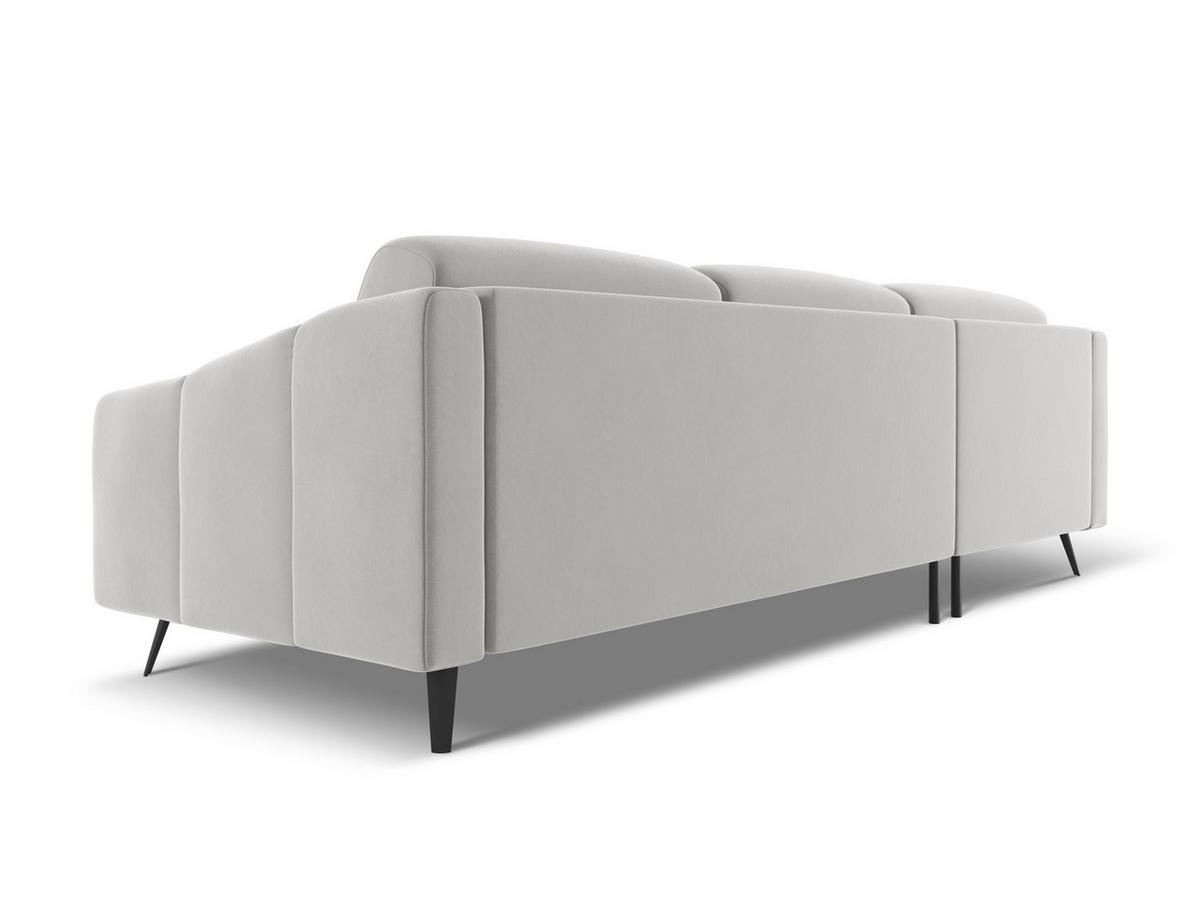 ECKSOFA Links Samt Stoff Grau - Silberfarben/Schwarz, Textil/Metall (160/264cm) - Makamii