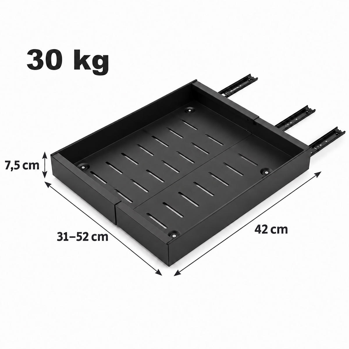 SERTAR Negru telescopic autoadeziv 2-bucăți - negru, metal (52/7.5/42cm) - Relaxdays
