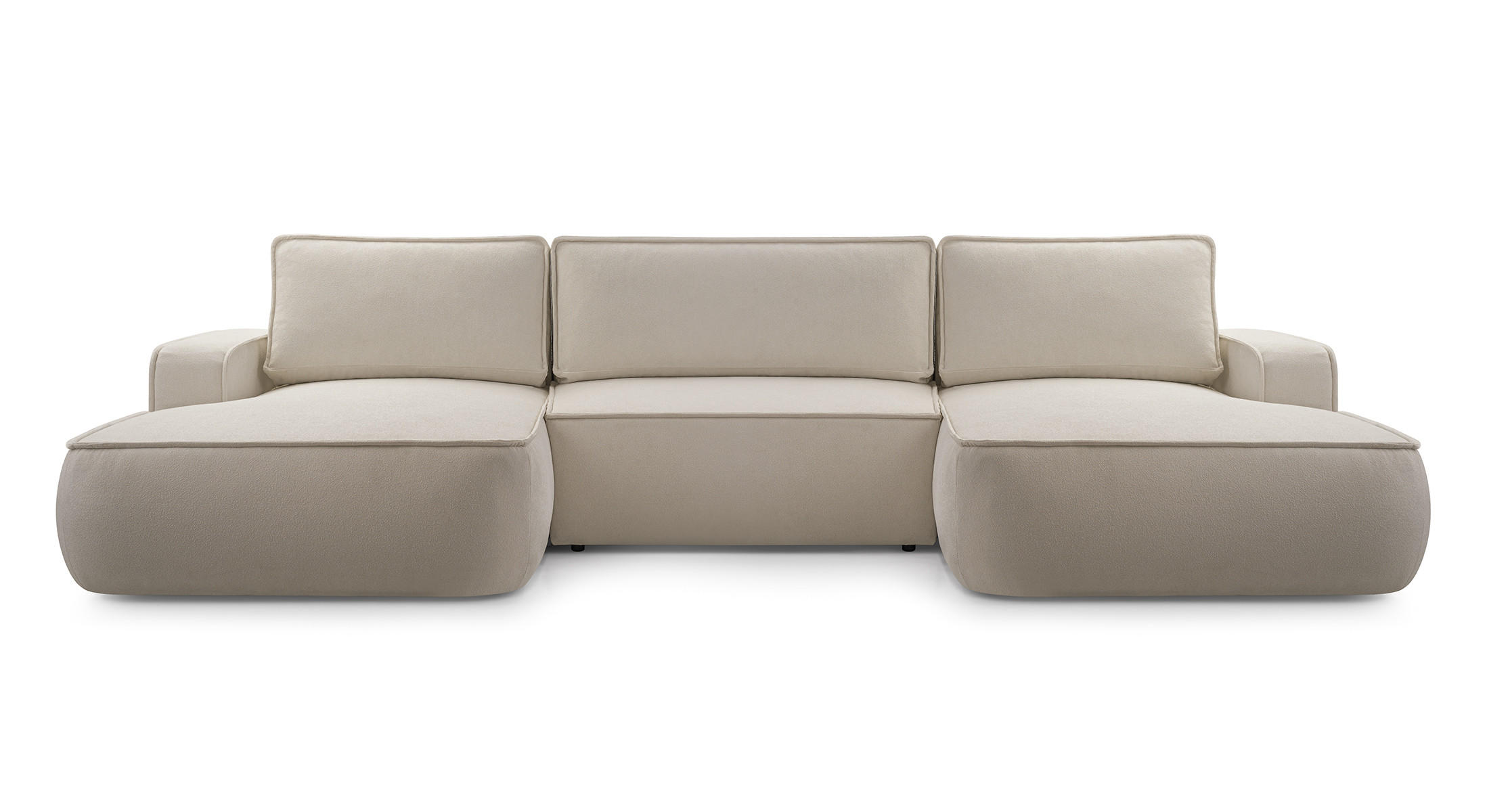 WOHNLANDSCHAFT Monos-U Cappuccino Boucle - Cappuccino, Textil (364/87/168cm) - Luxkor24