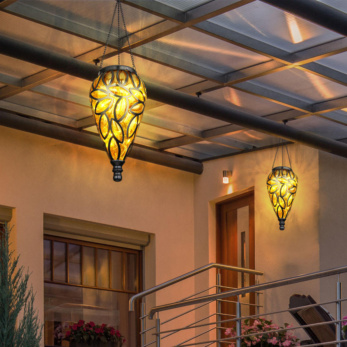 LED AUSSENLEUCHTE Metall Orange - Orange, Metall (13.5/13.5/50cm) - Globo Lighting