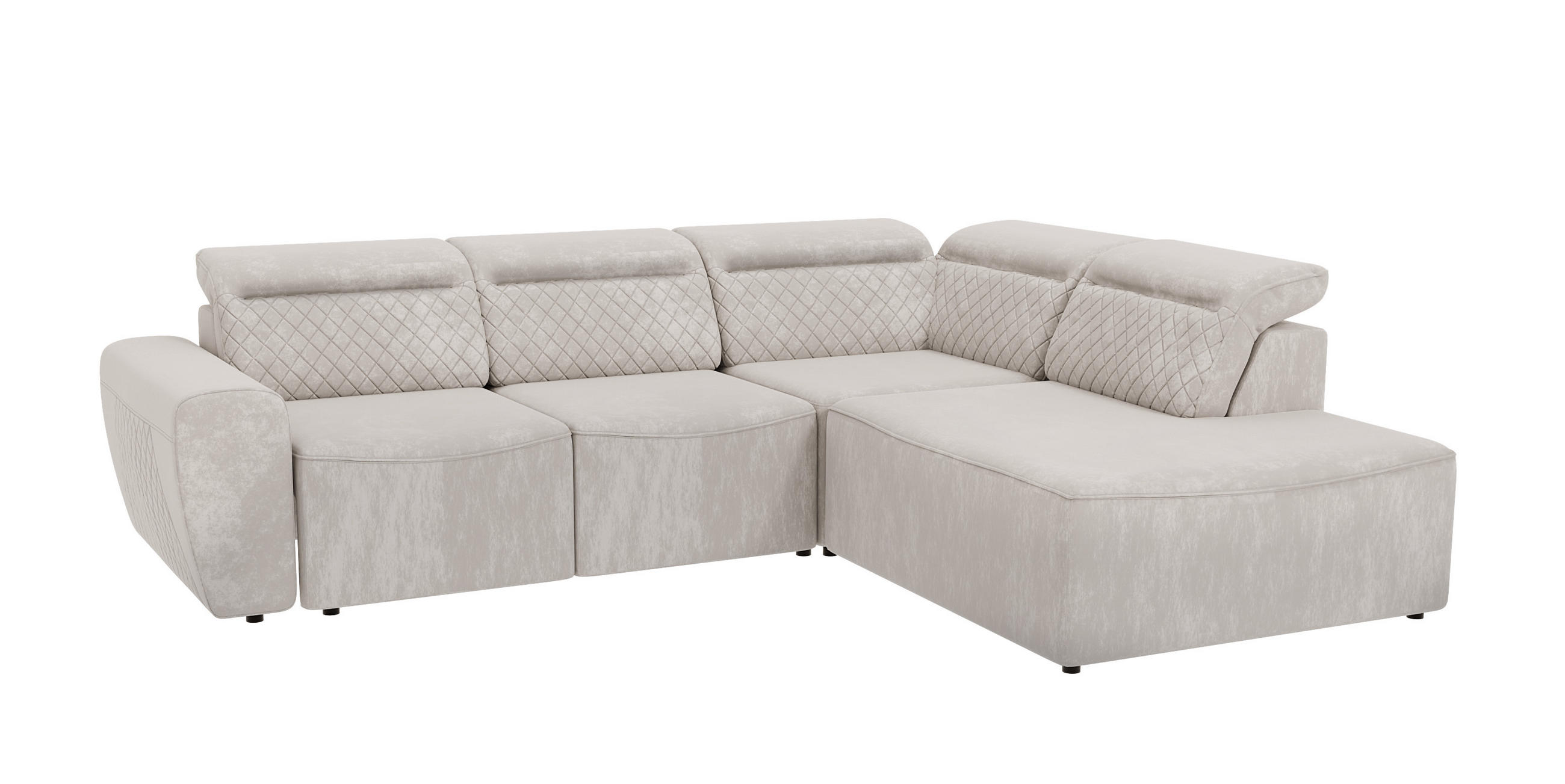 ECKSOFA Reid Beige Samt - Beige/Schwarz, Holz/Kunststoff (273/224cm) - S-Style Möbel
