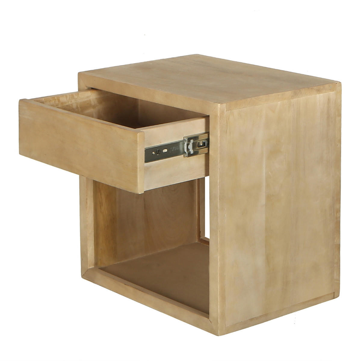 SCHWEBENDER Nachttisch aus Mangoholz 40x30x40cm, natur - Braun, Holz (40/40/30cm) - Giga Meubel