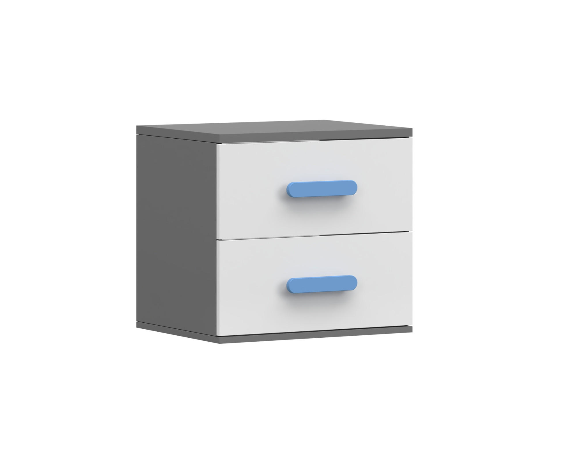 KINDER-NACHTTISCH INGE 22 55/50/44 cm Weiß+Grau/Blau - Blau/Weiß, Holzwerkstoff (55/50/44cm) - Deine Möbel 24