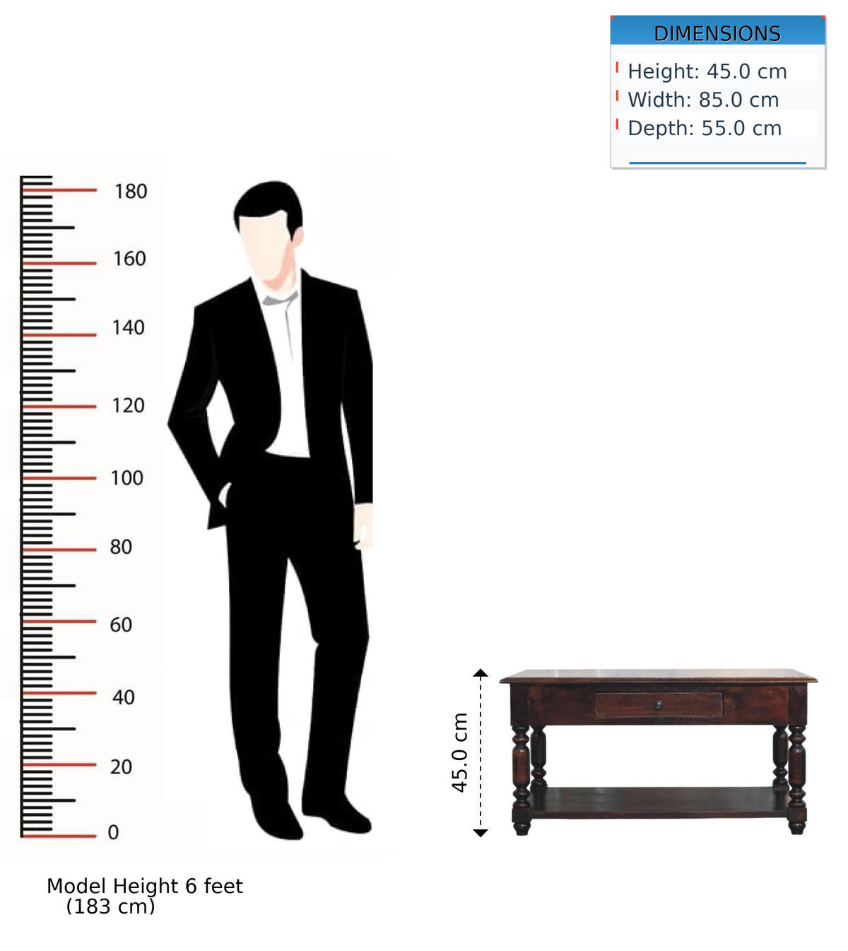 KONZOLNA miza v Rich Cherry zaključku, 1 predal, 1 velika odprta polica, temno rjava - temno rjava, les (85/55/45cm) - Artisan Furniture