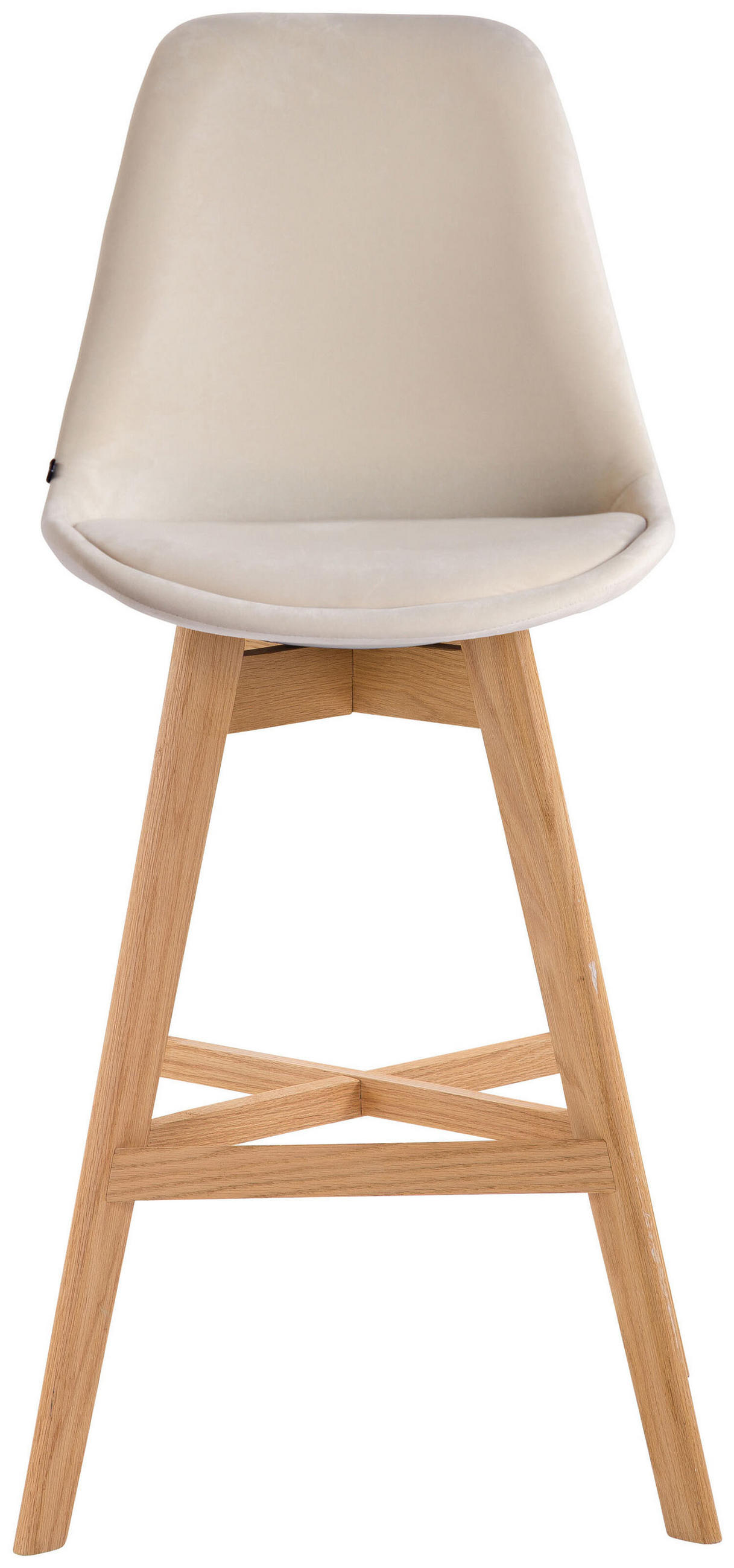 BARHOCKER Canada, Gestell natura, Samt Creme - Creme/Naturfarben, Holz/Textil (48/100/56cm) - TPFLiving