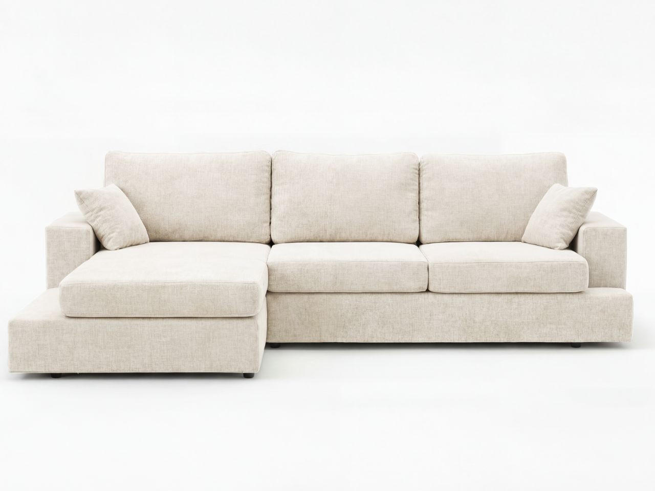 ECKSOFA Nesto Creme Links - Creme, Holz/Textil (260/165cm) - Graingold