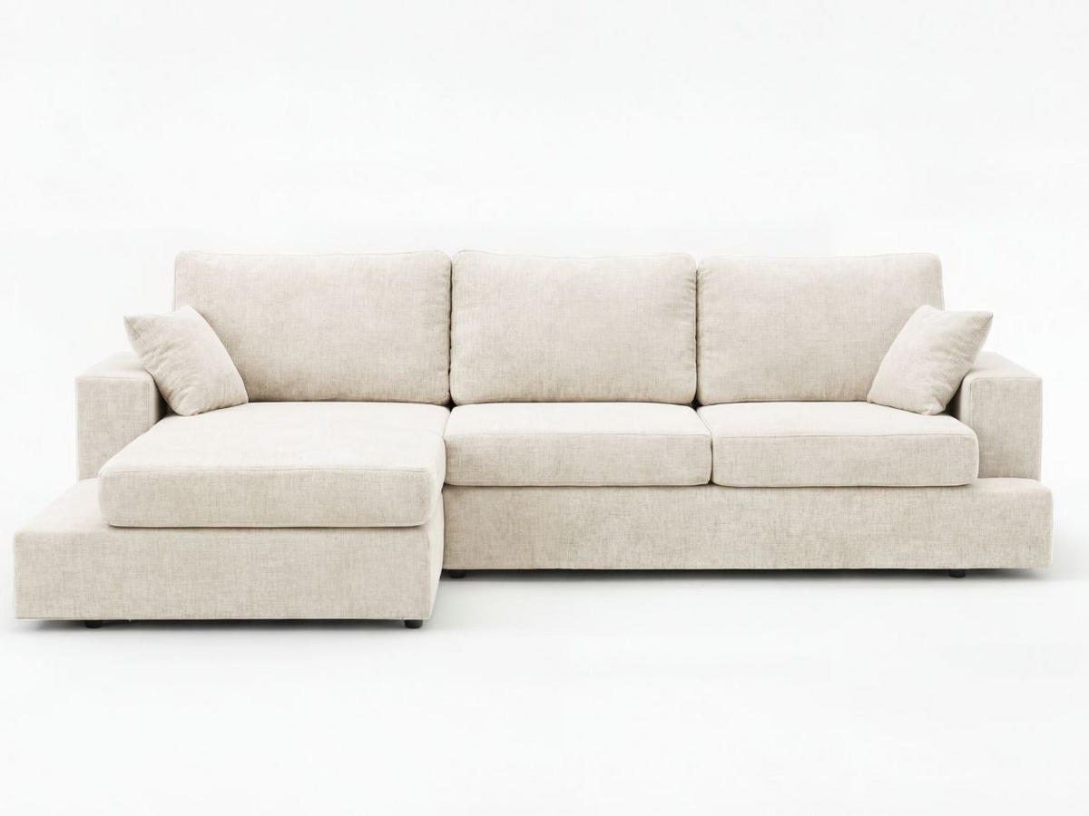 ECKSOFA Nesto Creme Links - Creme, Holz/Textil (260/165cm) - Graingold