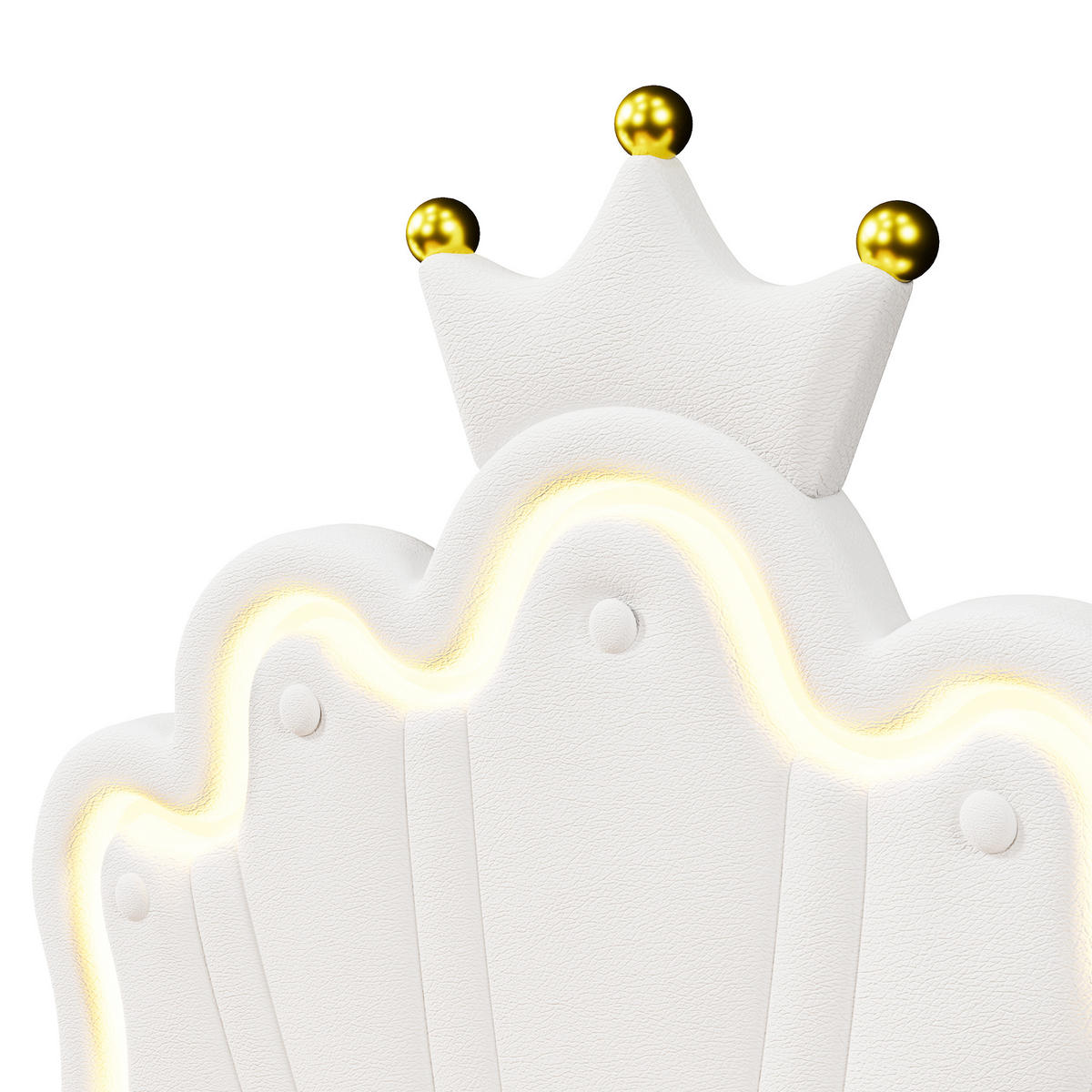 POLSTERBETT 90/200 cm Weiß mit Ambientelicht und verstellbarem Kopfteil - Weiß, Leder (90/200cm) - OKWISH