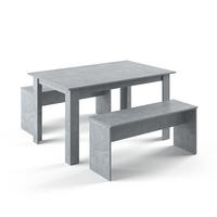ESSTISCH SET Sentio Beton 90 x 140 cm mit 2 Bänken - Grau, Holzwerkstoff (140/76/90cm) - Vicco