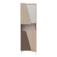 VITRINE Viste braun / weiß hochglanz 60cm / 40cm / 122cm - Ecru/Weiß Hochglanz, Holz/Holzwerkstoff (60/189/40cm) - Furnival