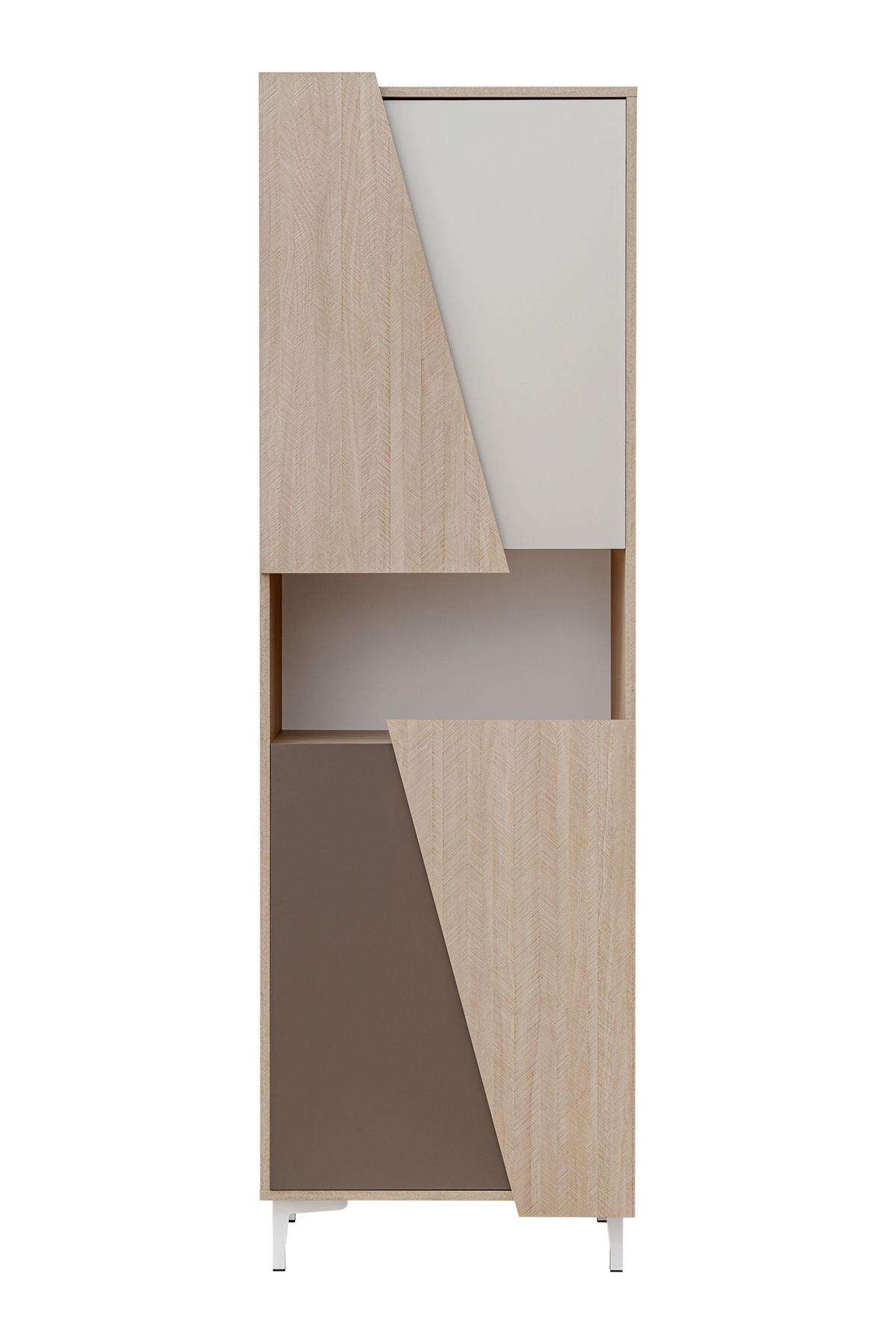 VITRINE Viste braun / weiß hochglanz 60cm / 40cm / 122cm - Ecru/Weiß Hochglanz, Holz/Holzwerkstoff (60/189/40cm) - Furnival