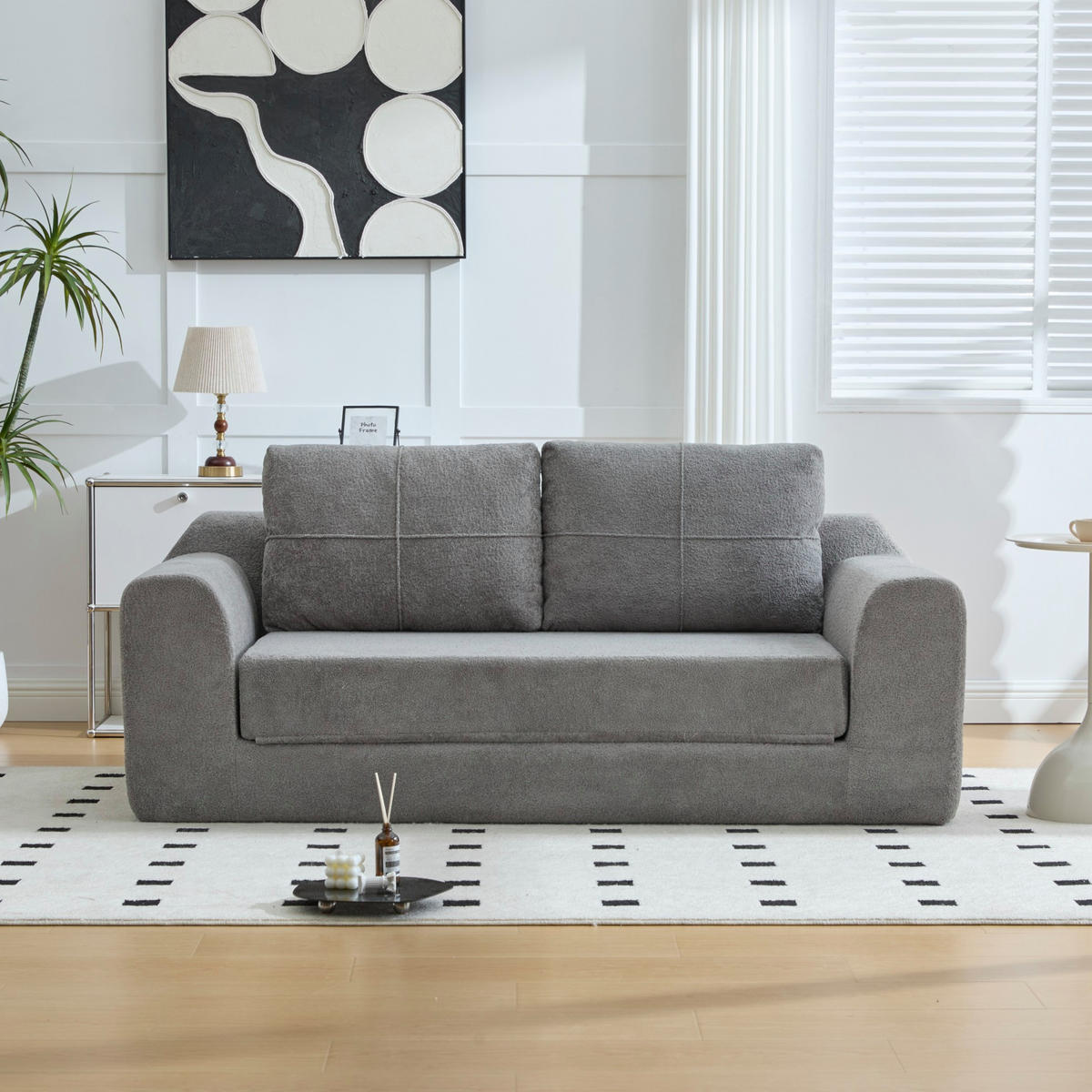 SOFA-BETT klappbar 2-in-1 Stoff Dunkelgrau - Dunkelgrau, Holzwerkstoff (178/61.5/96cm) - Meubliv