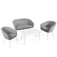 GARTENMÖBELSET SOLIS Gartenlounge-Set, grau/weiß - Grau, Textil/Metall - KONSIMO®