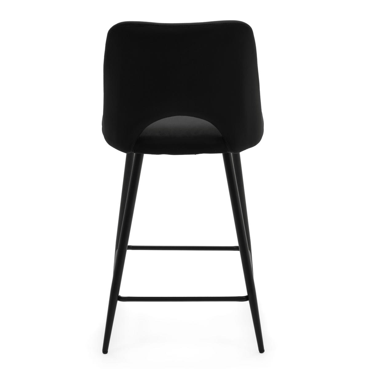 BARHOCKER ORO gepolsterter mit Steppung - schwarz - Samt Velour - Schwarz, Textil/Metall (48/94/55cm) - NEW HOME