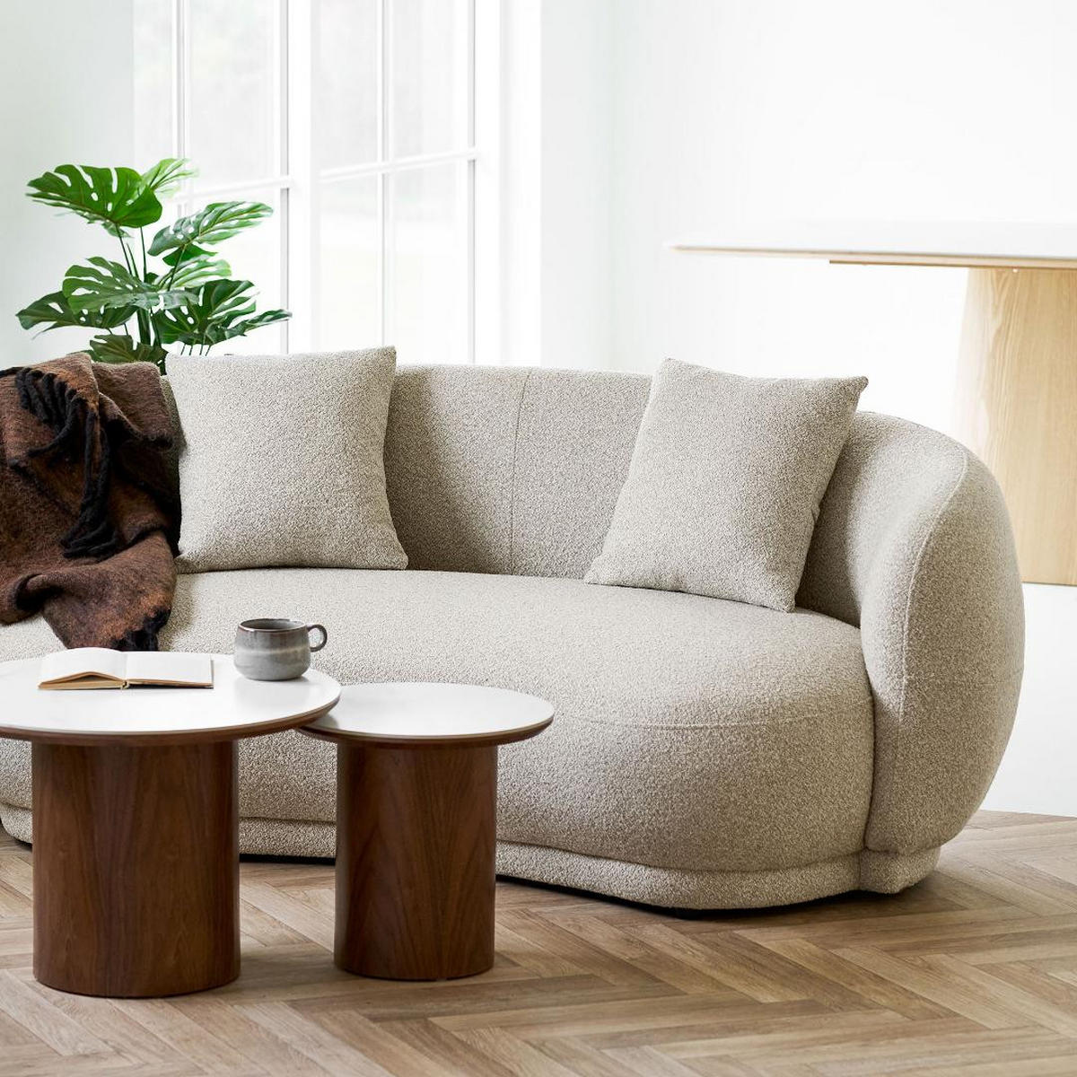 SOFFA Ella 190 x 96 x 74 cm – sandfärg - Sandfärg, Textil (190/74/96cm) - ebuy24