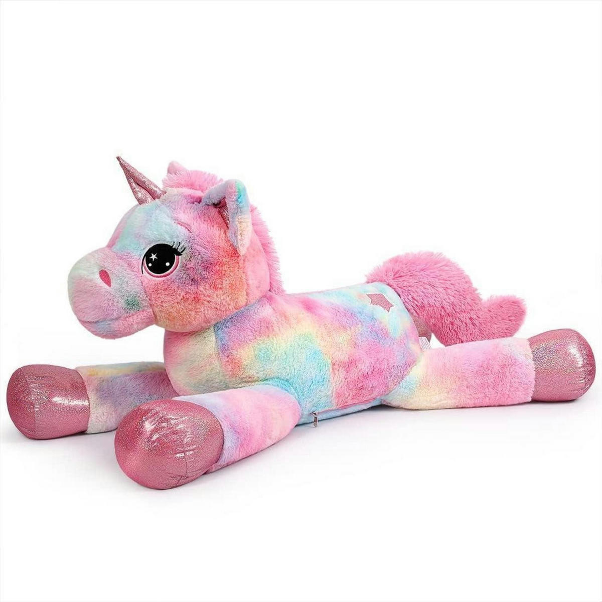 PLÜSCHTIER Einhorn 80 cm, buntes Regenbogen-Kuscheltier - Multicolor, Textil (30/80cm)
