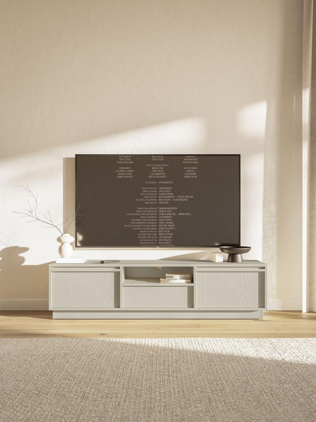 TV-MÖBEL Evo Sandbeige 154 cm - Beige, Holzwerkstoff (154/39.4/39cm) - Selsey