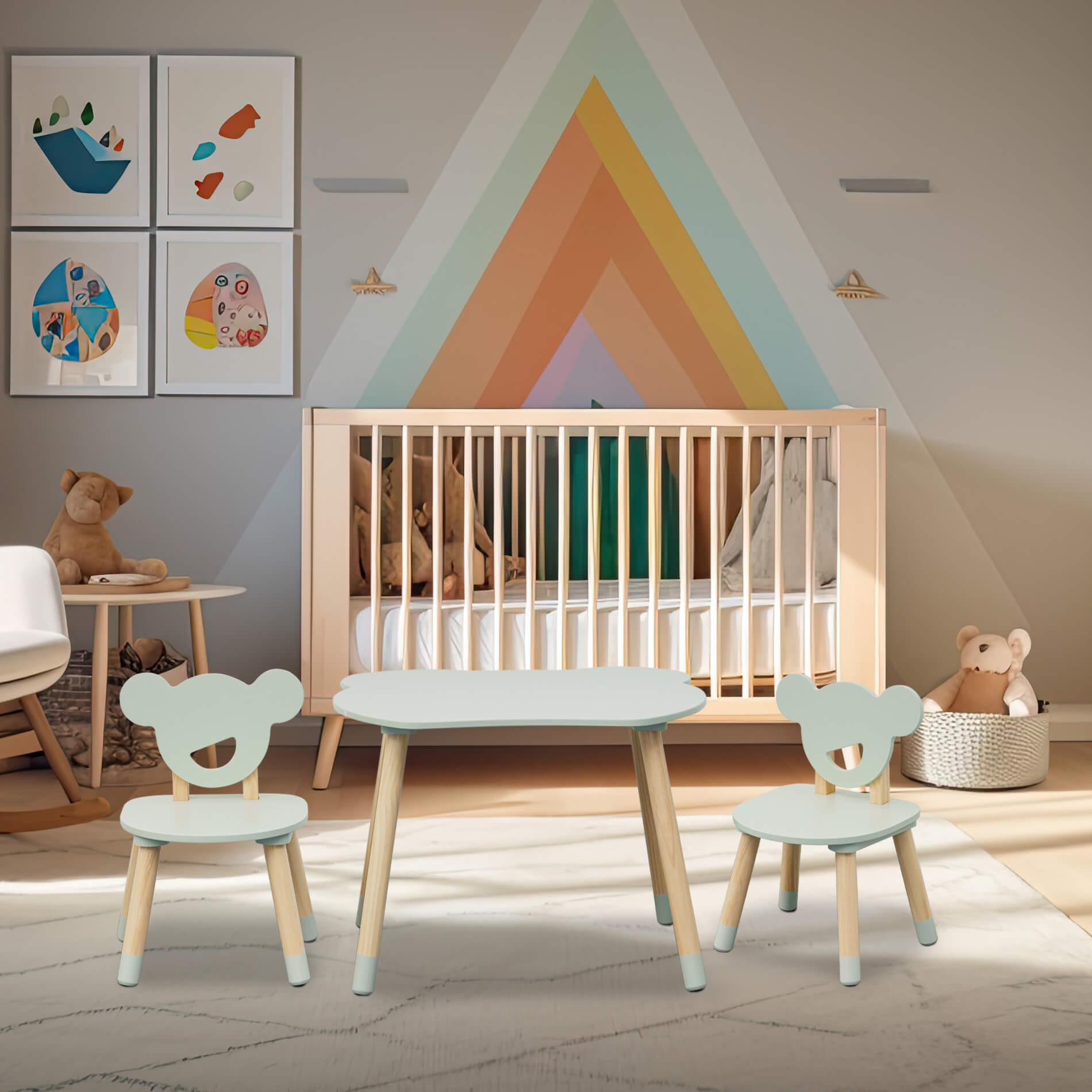 KINDERSITZGRUPPE Grün 56/60/44 cm - Pastellgrün, Holzwerkstoff (60/44/56cm) - Mobili Rebecca
