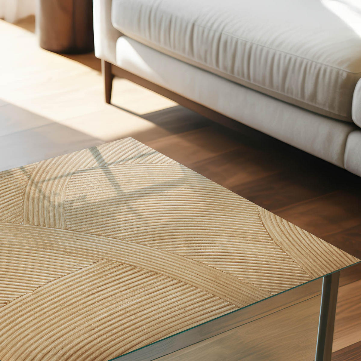 TISCHPLATTE 50x50 cm – Elegante Wellen - Beige, Glas (50/50/0.4cm) - Wallfluent