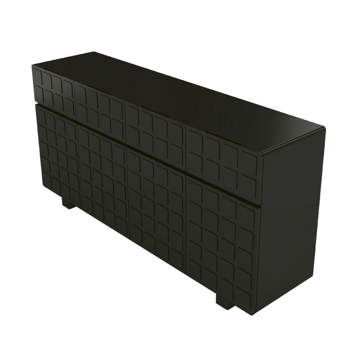 SIDEBOARD Cubo Long, Geometrische 3D Fronten, 169 cm, Schwarz - Schwarz, Holz/Holzwerkstoff (168.9/83.8/41.8cm) - Skandica