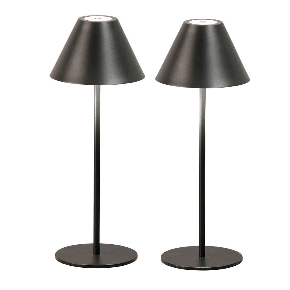 LED AUSSENLAMPE KANO Schwarz 2er Set - Schwarz, Metall (14/14/36cm)