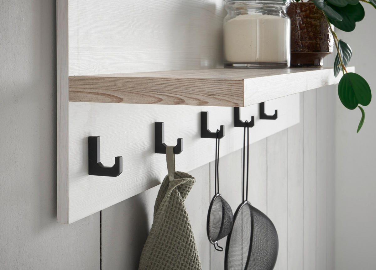 KÜCHENREGAL weiß Pinie Landhaus Küche, Wandregal 130 cm Gewürzregal - Weiß/Pinienfarben, Holzwerkstoff (130/40/20cm) - Furn.Design