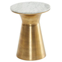 BEISTELLTISCH – Rund Marmor Weiß Metall Goldfarben 35x35x45 cm - Goldfarben/Weiß, Stein/Metall (35/35/45cm) - KADIMA DESIGN