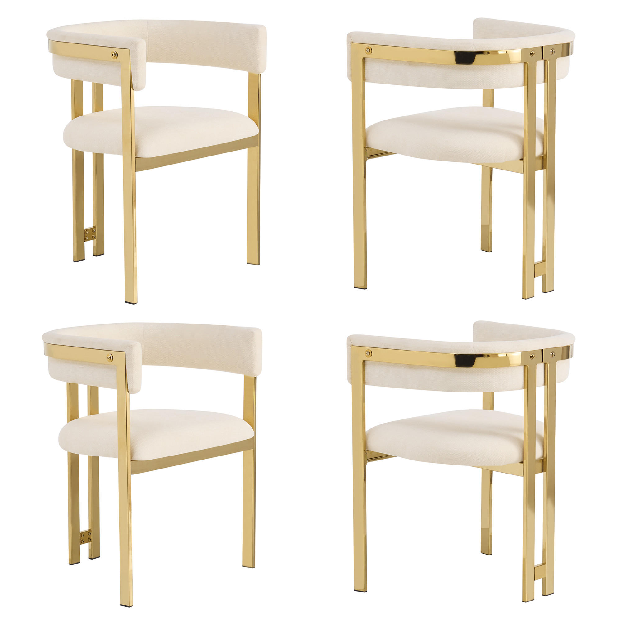 ESSZIMMERSTÜHLE 4er-Set Chenille Gold Metall Beige - Beige/Goldfarben, Textil (60/76/50cm) - FLIEKS