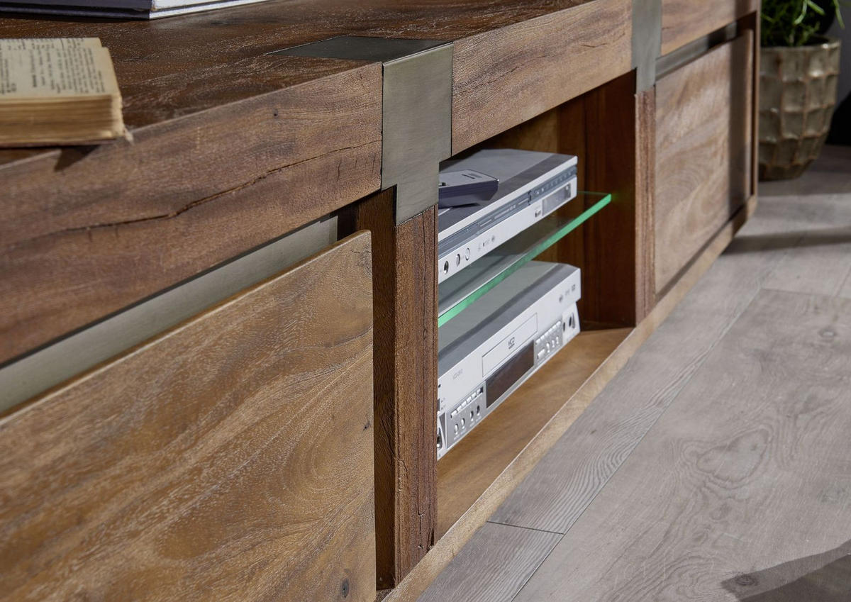 TV-BOARD Mango 205x48x39 braun lackiert Amsterdam #02 - Braun, Holz (205/39/48cm) - Massivmoebel24