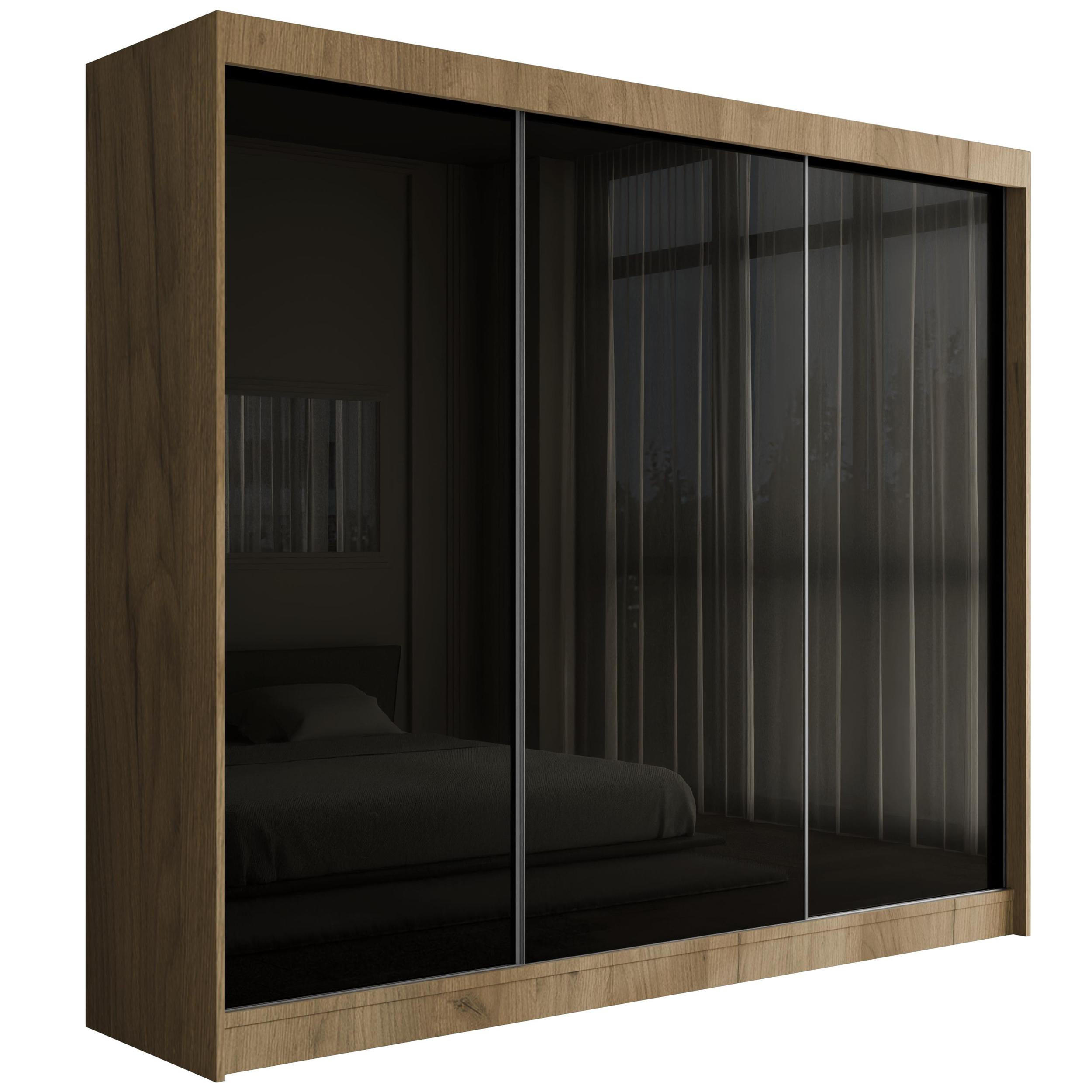 KLEIDERSCHRANK PEKA - 250 cm - Eichefarben|Schwarz - Eichefarben/Schwarz, Holzwerkstoff (250/215/61cm) - ALTDECOR