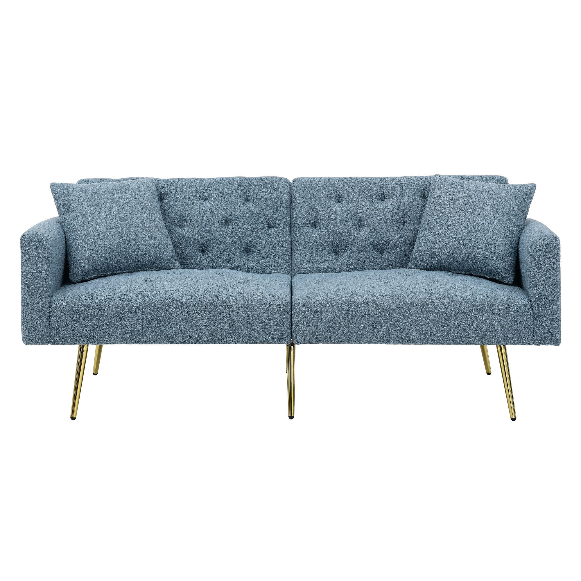 SCHLAFSOFA 177/78/74 cm in Blue Teddyfell mit Aufbewahrungstasche - Blau, Textil (177/74/78cm) - Oxeza