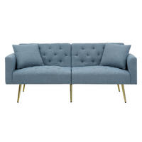 SCHLAFSOFA 177/78/74 cm in Blue Teddyfell mit Aufbewahrungstasche - Blau, Textil (177/74/78cm) - Oxeza