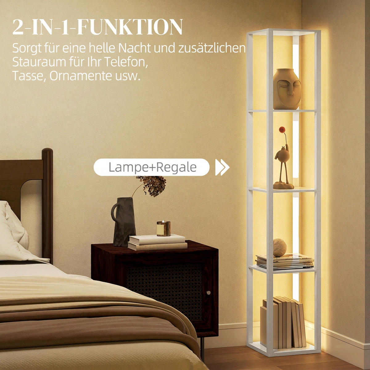 STEHLAMPE MDF Kunststoff Weiß - Weiß, Holzwerkstoff (29/29/163cm) - HOMCOM