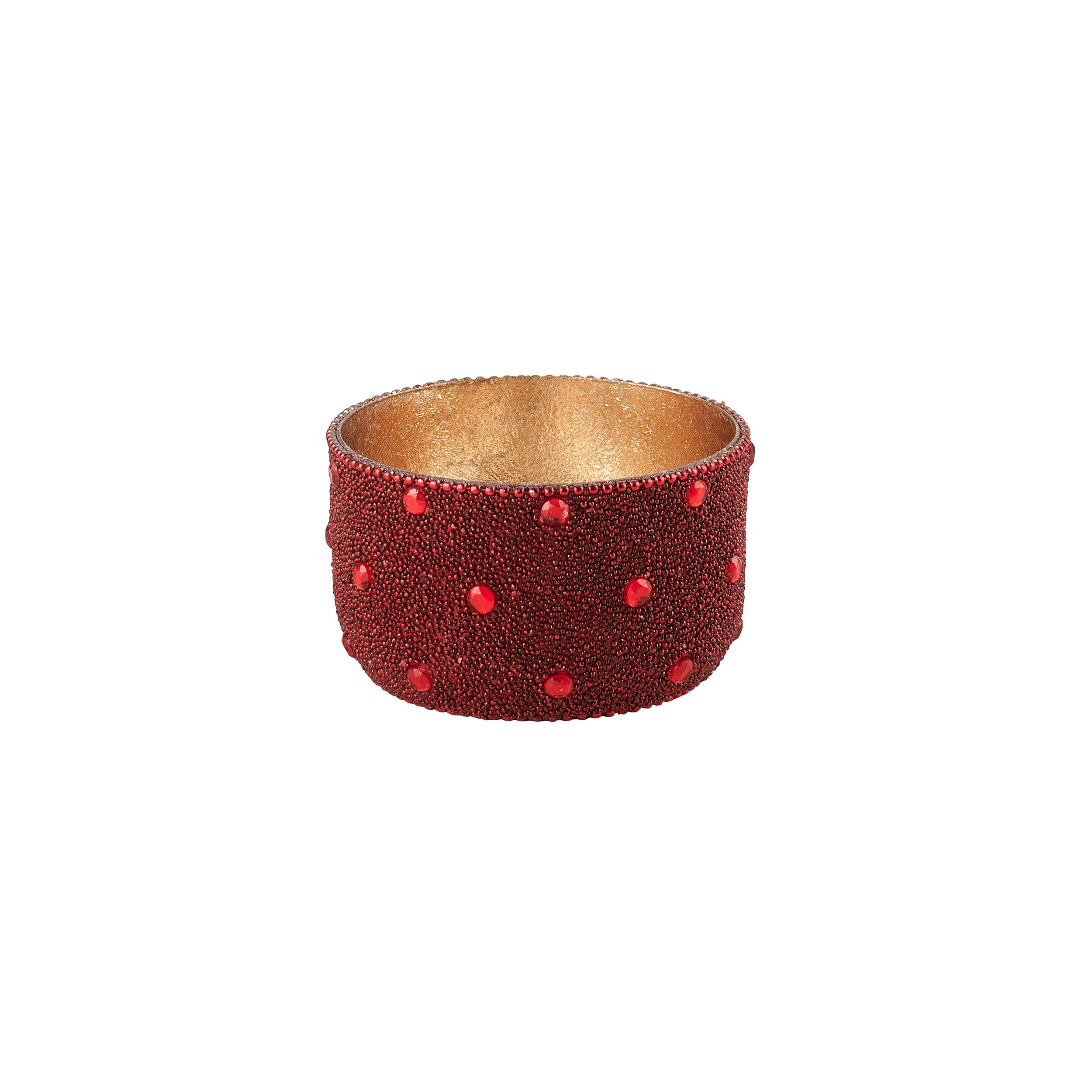 TEELICHTHALTER Madras Perlen S, Eisen / Glas, Rot, 8.5 cm - Rot, Metall (5cm) - Gift Company