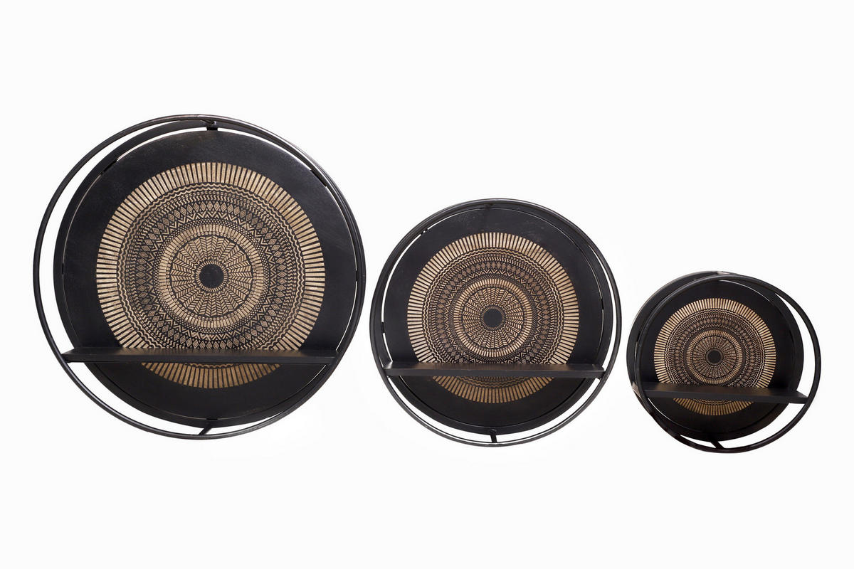 WANDREGAL Mae Schwarz 68/68/20 cm - Schwarz, Metall (68/20/68cm) - Starfurn