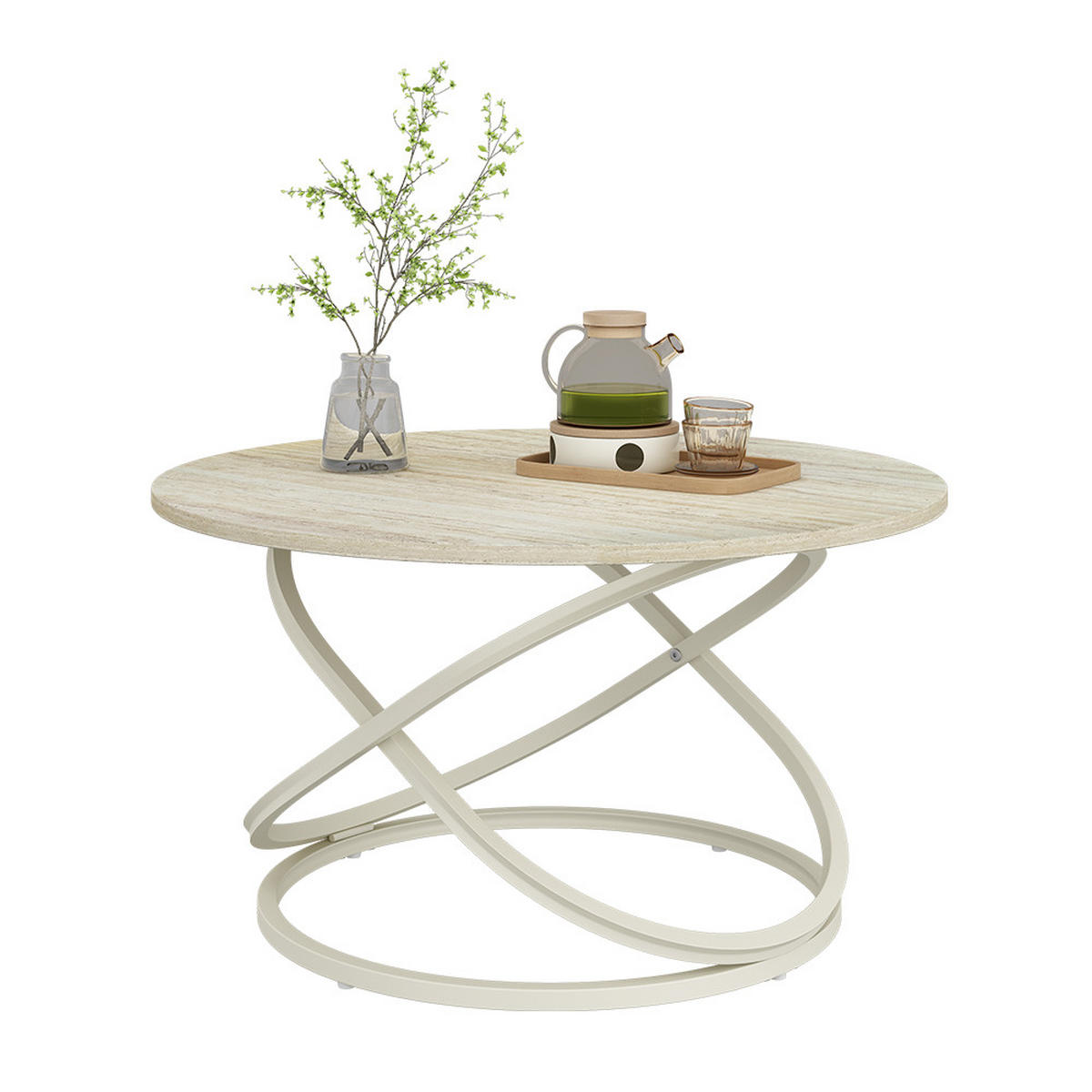 COUCHTISCH Calgary, Travertin/Cashmere, 79.5 x 79.5 cm - Kaschmir/Braun, Holzwerkstoff (79.5/79.5/46cm) - Vicco